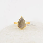 Elegant Labradorite Ring, Labradorite 9x14mm Kite Shape Gemstone Bezel Set Ring, 18k Gold Plated Silver Ring, Christmas Day Gift For Her